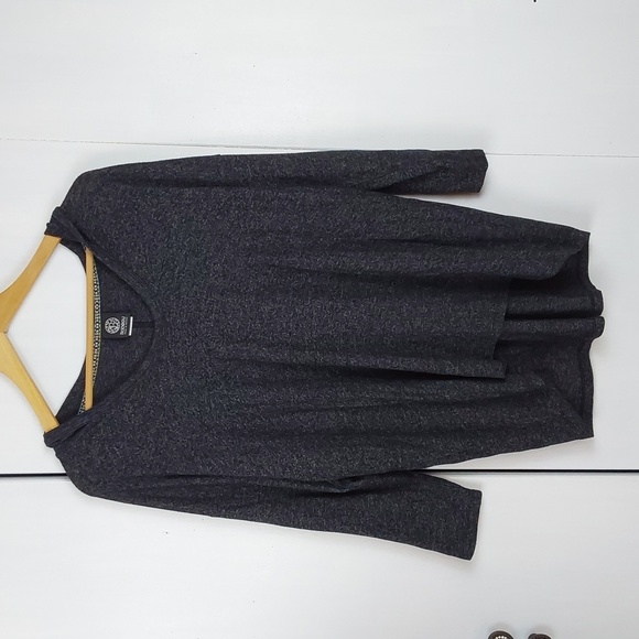 Bobeau Charcoal Gray/Black Hooded Ultra Soft Flowy Relaxed Loungewear Top Sz.M - Picture 1 of 5